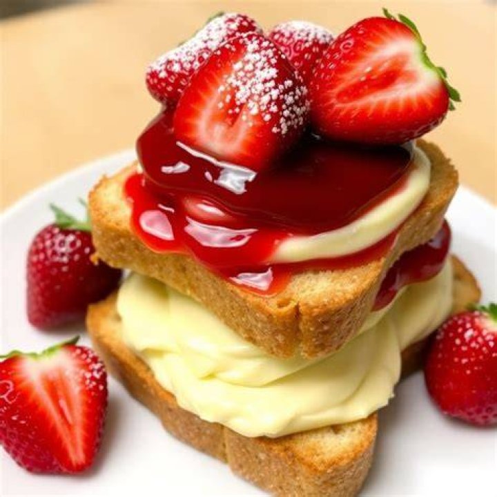 Strawberries, powdered sugar, vanilla, butter, jam.